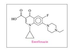 Chapter 14.6, Problem 14.48PP, a. Identify the functional groups in enrofloxacin. b. The recommended dose for enrofloxacin for , example  2