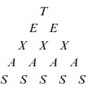 Chapter 5.4, Problem 63E, Paths to Texas Consider the triangular display of letters below. Start with the letter T at the top 