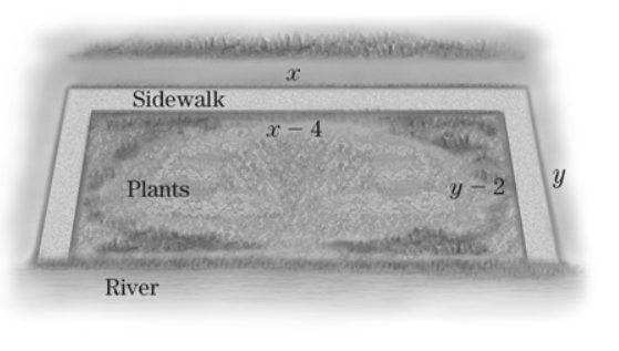 Chapter 3, Problem 17RE, Minimizing Area A botanical display is to be constructed as a rectangular region with a river as one , example  1