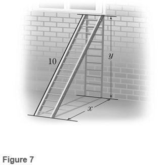 Chapter 3.3, Problem 43E, Related Rates Figure 7 shows a 10- foot ladder leaning against a wall. a. Use the Pythagorean 