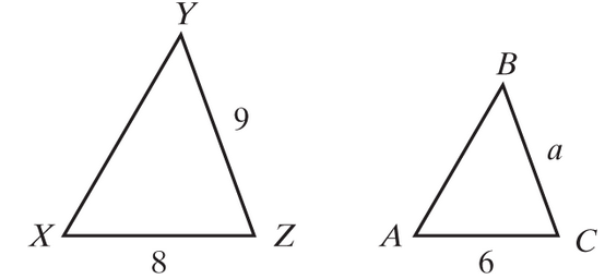 Chapter 6.7, Problem 42ES, Geometry. For each pair of similar triangles, find the value of the indicated letter.
42.	a



 