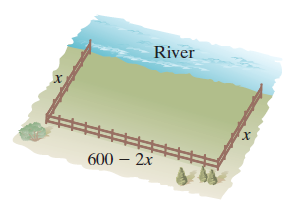Chapter 3.1, Problem 65E, 65. You have 600 feet of fencing to enclose a rectangular plot that borders on a river. If you do 