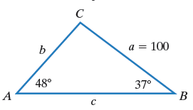 Chapter 7.1, Problem 5E, In Exercises 1-8, solve each triangle. Round lengths of sides to the nearest tenth and angle 