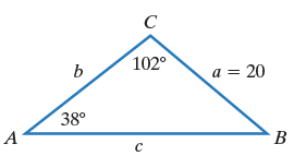 Chapter 7.1, Problem 7E, In Exercises 1-8, solve each triangle. Round lengths of sides to the nearest tenth and angle 