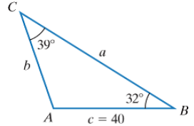 Chapter 9.3, Problem 88E, 88. Use the Law of Sines to solve the triangle shown in the figure with and. Round lengths of sides 