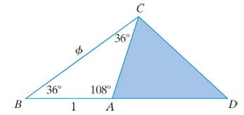 Chapter 13, Problem 51E, In Fig. 13-31 triangles BCA is a 36-36-108 triangle with sides of length  and 1. Suppose that the 