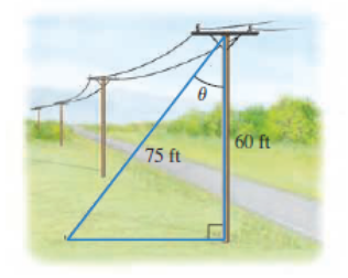 Chapter 4.3, Problem 59PE, A telephone pole is 60 feet tall. A guy wire 75 feet long is attached from the ground to the top of 