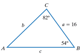 Chapter 6.1, Problem 3PE, In Exercises 1-8, solve each triangle. Round lengths of sides to the nearest tenth and angle 