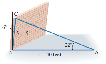 Chapter 6.1, Problem 56PE, 56. A leaning wall is inclined 6° from the vertical. At a distance of 40 feet from the wall, the 