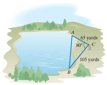 Chapter 6.2, Problem 42PE, To find the distance across a protected cove at a lake, a surveyor makes the measurements shown in 