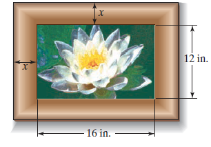Chapter P.8, Problem 29PE, 29. The rectangular painting in the figure shown measures 12 inches by 16 inches and is surrounded 