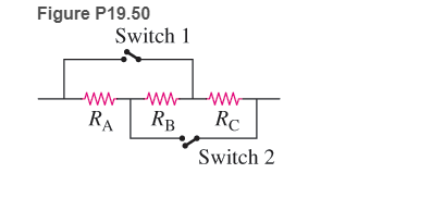 Chapter 19, Problem 50P, * Determine the equivalent resistance of the circuit in Figure P19.50 when (a) both switches are 