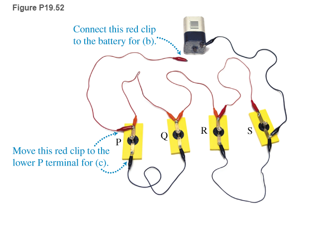 Chapter 19, Problem 52P, Figure P19.52 shows a real circuit that consists of four identical lightbulbs that are mounted in 