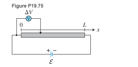 Chapter 19, Problem 75GP, 75. * A nickel wire of length L and a voltmeter are connected to a battery as shown in Figure 
