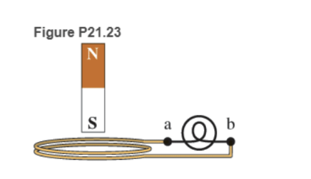 Chapter 21, Problem 23P, 23. * A bar magnet induces a current in an -turn coil as the magnet moves closer to it (Figure 