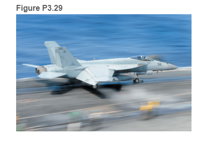 Chapter 3, Problem 29P, * Super Hornet jet takeoff A2.1104-kgF-18 Super Hornet jet airplane (see Figure P3.29) goes from 