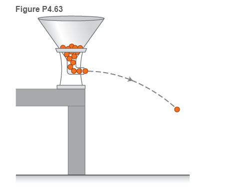Chapter 4, Problem 63P, 63 * Marbles are exiting a container through a horizontal nozzle positioned 1.3 m above sandy ground 