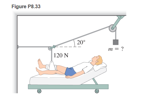 Chapter 8, Problem 33P, Leg support A persons broken leg is kept in place by the apparatus shown in Figure P8.33. If the 