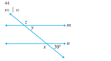 Chapter 6.1, Problem 44ES, Find the measure of angles x, y, and z in each figure. See Example 7 and 8. 