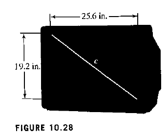 Chapter 10.2, Problem 6CP, CHECK POINT 6 Figure 10 .28 shows the dimensions of an old TV screen. What is the size of the 