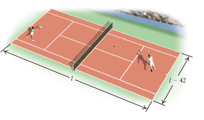 Chapter 1.3, Problem 10ES, 10.	Perimeter of a Tennis Court. The width of a standard tennis court used for playing doubles is 42 