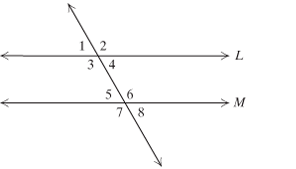 Chapter 1.3, Problem 41ES, Geometry. Consider the geometric figure below. Suppose that LM,m8=5x+25,andm4=8x+4. Find m2andm1. 