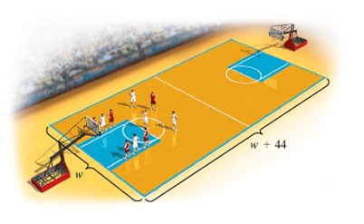 Chapter 1.3, Problem 9ES, 9.	Perimeter of an NBA Court. The perimeter of an NBA-sized basketball court is 288 ft. The length 