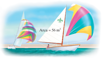 Chapter 4.8, Problem 66ES, b Solve. Sailing. A triangular sail is 9 m taller than it is wide. The area is 56 m2. Find the 
