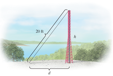 Chapter 4.8, Problem 75ES, 75.	Antenna Wires. A wire is stretched from the ground to the top of an antenna tower, as shown. The 