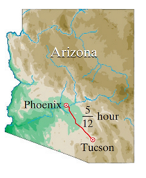 Chapter 6.CM, Problem 23CM, A flight from Tucson to Phoenix, Arizona, requires 512 of an hour. If the plane has been flying 14 