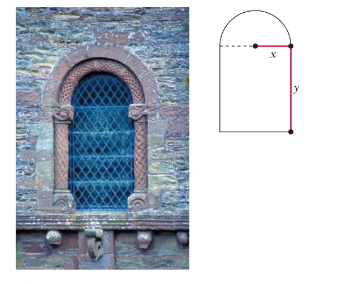 Chapter 3.5, Problem 57E, Maximizing light. Repeat Exercise 56, but assume that the semicircle is to be stained glass, which 