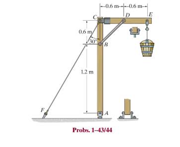 Chapter 1.5, Problem 44P, The 150-kg bucket is suspended from end E of the frame. If the diameters of the pins at A and D are 