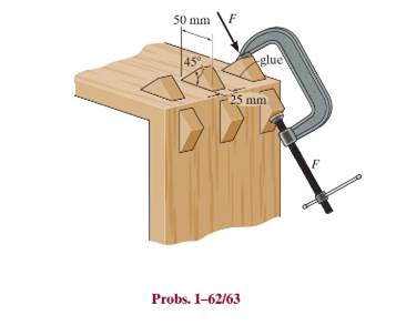 Chapter 1.5, Problem 63P, The triangular blocks are glued along each side of the joint. A C-clamp placed between two of the 