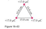 Chapter 16, Problem 12P, Three positive particles of equal charge, +17.0 µC, are located at the corners of an equilateral 
