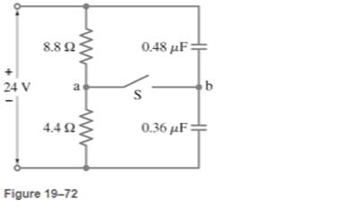 Chapter 19, Problem 58P, Two resistors and two uncharged capacitors are arranged as shown in Fig. 19-72. Then a potential , example  2