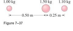 Chapter 7, Problem 50P, Find the center of mass of the three-mass system shown in Fig. 7-37 relative to the 1.00-kg mass. 