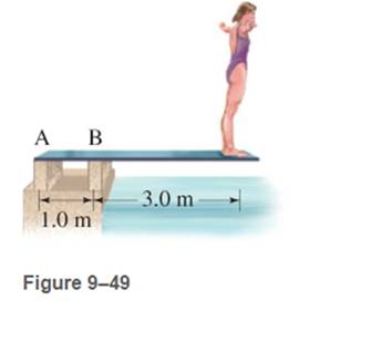 Chapter 9, Problem 4P, What is the mass of the diver in Fig. 9-49 if she exerts a torque of 1800m. N on the board, relative 