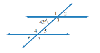 Chapter 10, Problem 13RE, 13. In the figure shown, two parallel lines are intersected by a transversal. One of the angle 