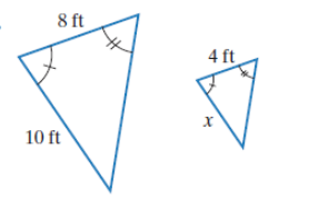 Chapter 10, Problem 18RE, In Exercises 18-19, use similar triangles and the fact that corresponding sides are proportional to 