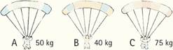 Chapter 4, Problem 57RCQ, Three parachutists, A, B, and C, each have reached terminal velocity at the same distance above the 