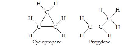 Chapter 19, Problem 48E, Cyclopropane and propylene are isomers that both have the formula C3H6. Based on the molecular 
