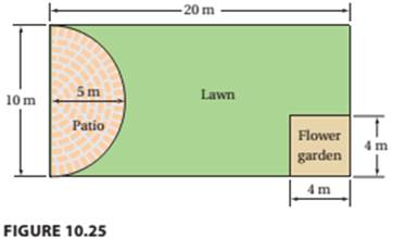Chapter 10.A, Problem 84E, Backyard. Figure 10.25 shows the layout of a backyard that is to be seeded with grass except for the 