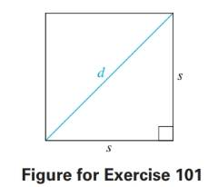 Chapter 2.1, Problem 101E, Solve each problem.
101. Constructing Functions Consider a square with side of length s, diagonal of 