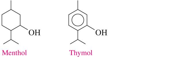 Chapter 13, Problem 13.60AQAP, Menthol, which has a minty flavor, is used in throat sprays and lozenges. Thymol is used as a 