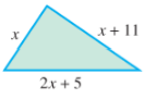 Chapter 2.8, Problem 82E, Solve each problem. See Example 7.
82.	For what values of x would the triangle have a perimeter of 