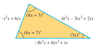 Chapter 4.4, Problem 90E, Find (a) a polynomial that represents the perimeter of each triangle and (b) the degree measures of 