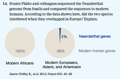 Chapter 24, Problem 14PIAT, Svante Pääbo and colleagues sequenced the Neanderthal genome from fossils and compared the sequences 