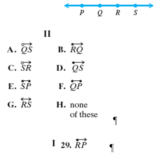 Chapter 9.1, Problem 29E, Match each symbol in Group I with the symbol in Group II that names the same set of points, based on 