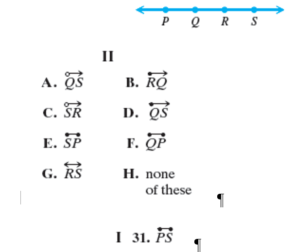 Chapter 9.1, Problem 31E, Match each symbol in Group I with the symbol in Group II that names the same set of points, based on 