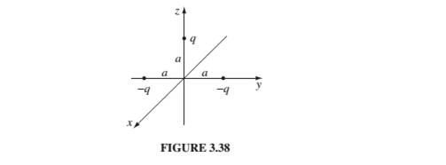 Chapter 3.4, Problem 3.34P, Three point charges are located as shown in Fig. 3.38, each a distancea from the origin. Find the 